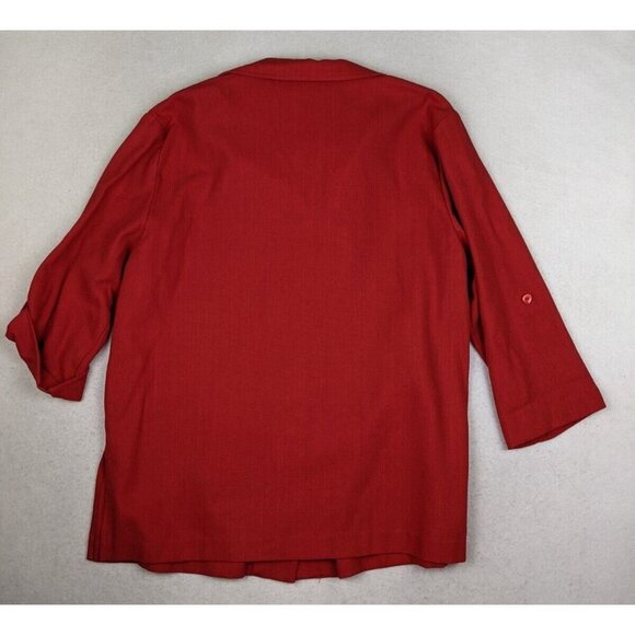 REQUIREMENTS - WOMEN'S RED WOVEN BUTTON-UP TOP - SIZE 16 - ROLL TAB - Picture 6 of 6